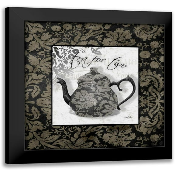 Stimson, Diane 12x12 Black Modern Framed Museum Art Print Titled - Gray Tea Damask