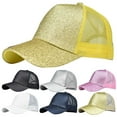 thumbnail image 1 of Femmes Été Bling Bling Anti UV Mesh Gliter Queue de Cheval Chapeau Réglable Sport Extérieur Casquette de Baseball, 1 of 7