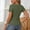 Green, variant on SIYUDAN Women's Shirts Women's Stretch Ribbed Crew Neck Slim Fit Casual Basic T Shirt Soft Comfort Everyday Tee Top, Size S