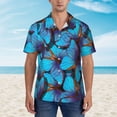thumbnail image 2 of Pofeuu Blue Butterflies Print Hawaiian Shirt for Men Sleeves Casual Button Down Summer Beach Dress Shirts T-Shirts,XX-Large, 2 of 7
