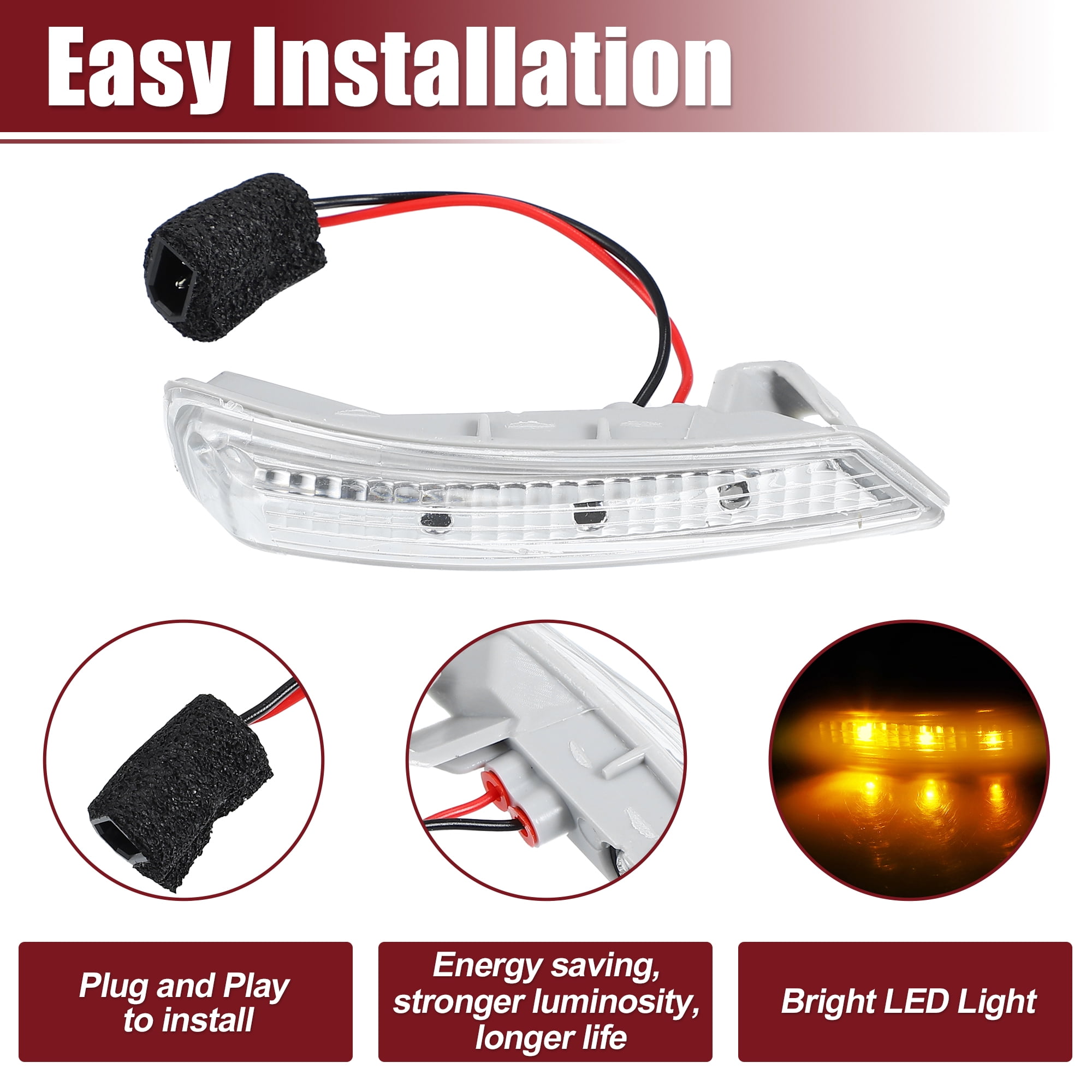 1 Pair Car LED Left Right Side Mirror Turn Signal Light 68052078AA 