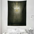thumbnail image 1 of Grunge Tapestry, Classic Chandelier in a Dark Gothic Wooden Room Vintage Style Room Picture, Wall Hanging for Bedroom Living Room Dorm Decor, 60W X 80L Inches, Grey and Yellow, by Ambesonne, 1 of 2