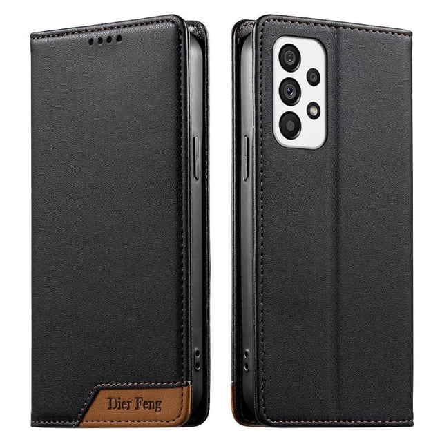 Funda Tipo Cartera de Cuero Sintético para Samsung Galaxy A73 5G Bloqueo RFID, con Ranuras para Tarjetas y Bolsillo para Efectivo, Cierre Magnético Fuerte Negro