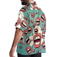 thumbnail image 3 of Tiny teeth Men's Casual Printed Button Down Short Sleeve Spread Collar Beach Shirts for Summer, Unisex, 3 of 6