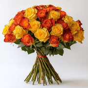 Globalrose 50 Stems of Yellow and Orange Roses, Fresh Cut Flowers