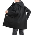 thumbnail image 4 of DPTALR Solid Color Long Woolen Single Horn Button Hooded Men's Overcoat Jacket, 4 of 7