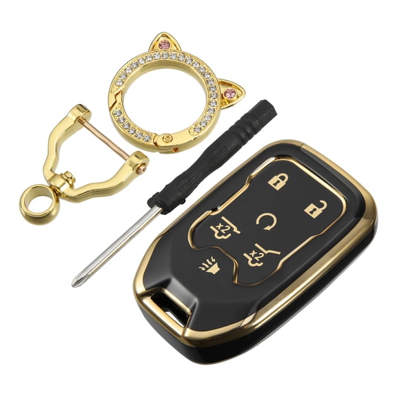 Unique Bargains for Smart Key Fob Cover Case for GMC Terrain 2017-2021 for GMC SIERRA 2019-2021 with Keychain 6 Botton Black