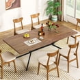thumbnail image 3 of furlinkhm 70.8'' Large Kitchen Dining Room Table for 6-8, Rectangular Wooden Kitchen Table, Dining Table with X-Shaped Metal Frame, Suit for Kitchen Dining Room Restaurant(Rustic Brown), 3 of 8