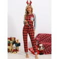 thumbnail image 2 of INSPIRE CHIC Christmas Plaid Pajamas Long Sleeve Tee with Pants Lounge Sets Family Pajama Set ["Women"] M Red, 2 of 5