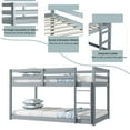thumbnail image 4 of Bunk Bed Twin Over Twin, Low Twin Size Floor Bunk Beds with Ladder, Solid Wood Junior Bunk Bed for Bedroom, No Box Spring Needed-Gray, 4 of 9