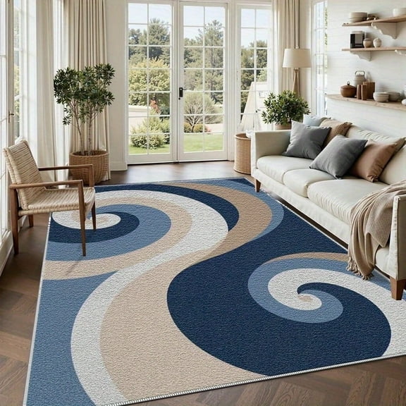 1PC Swirl Pattern Area Rug Local Carpet, Lightweight Washable Easy-to-Manage Carpet Mat Festival Gift, Suitable for Bedroom, Living Room, Office, Hallway, Balcony, Room Accessones
