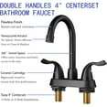 thumbnail image 7 of Matte Black Bathroom Sink Faucet, 2 Handle Bathroom Faucet 4 Inch Centerset Bathroom Faucet 3 Hole with Pop-up Drain and Supply Lines, Stainless Steel 360 Swivel Spout, Lead-Free, 7 of 7