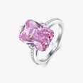 thumbnail image 3 of 14x10mm Octagon-Cut Lab-Created Pink Kunzite and Moissanite Solitaire Engagement Ring for Women in 925 Sterling Silver, 3 of 5