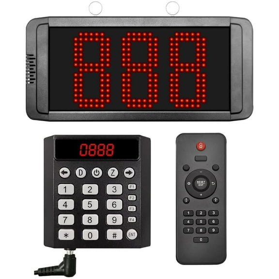 Wireless Queue Calling System Take a Number System with Voice Calling Waiting Number System Number Calling System for Restaurant Hospital Bank Waiting Line Management (1keypad  1display)