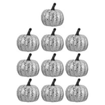 KALLORY 10Pcs Silver Round Foam Artificial Pumpkins Pumpkin Adornment for Fall Harvest
