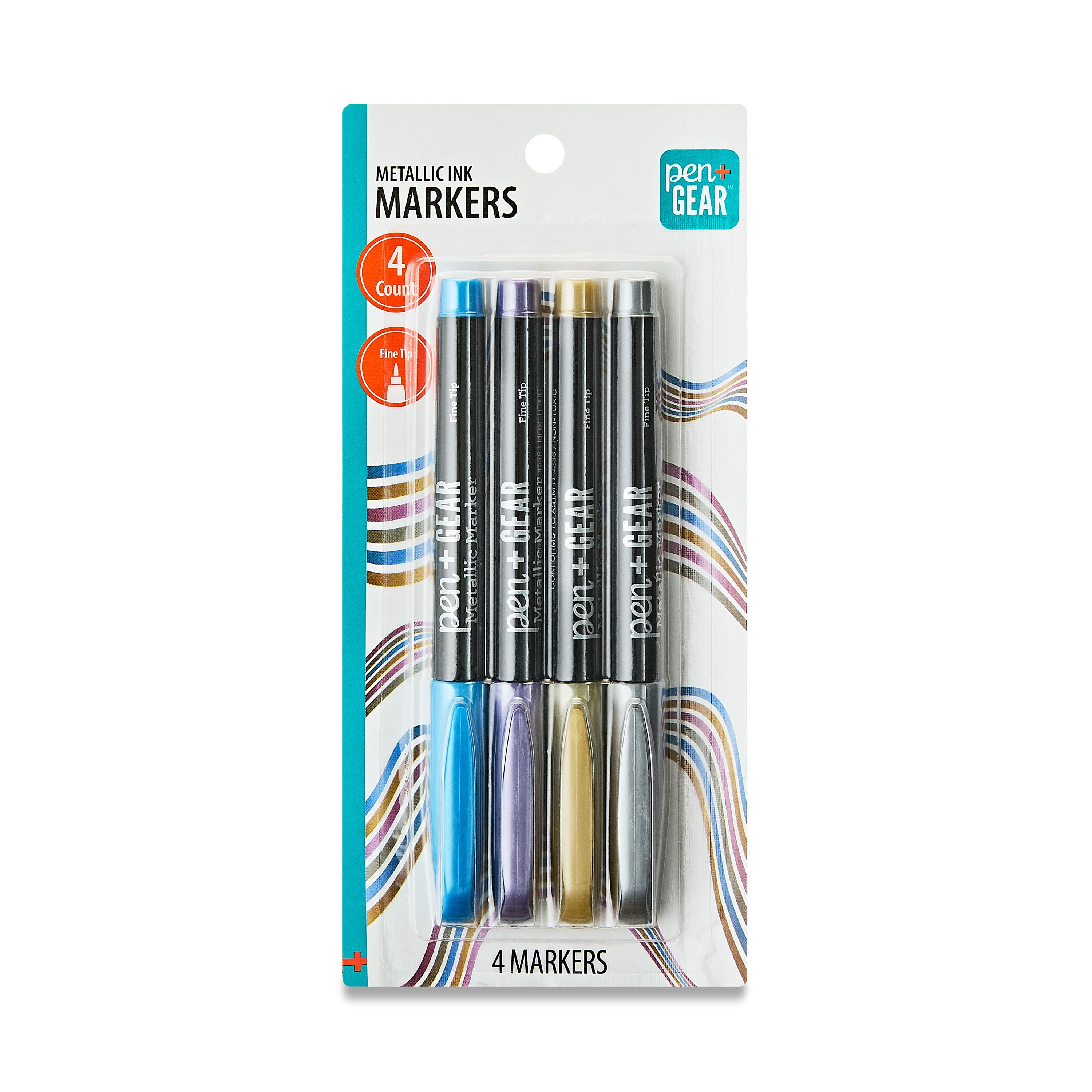 Pen+Gear Permanent Markers, Fine Tip, Assorted Metallic