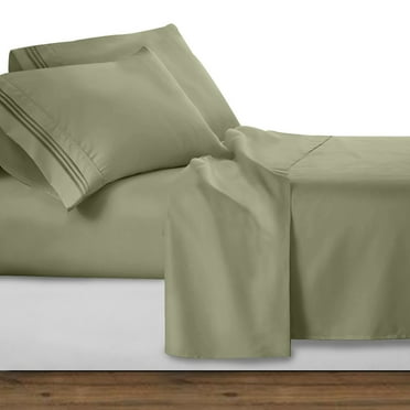 Celine Linen 1500 Series Egyptian Quality Wrinkle and Fade Resistant 4-Piece Bed Sheet set, Deep Pocket, Queen, Sage/Green
