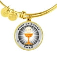 thumbnail image 1 of Body Of Christ Communion Stainless Steel or 18k Gold Circle Bangle Bracelet, 1 of 8