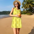 thumbnail image 3 of Fotbe Gold Pineapple Vestido de Verano sin Mangas para Mujer – Vestido Midi Línea A, Estilo Camiseta Floral, Vestido Playero Casual y Fluido, 3 of 7