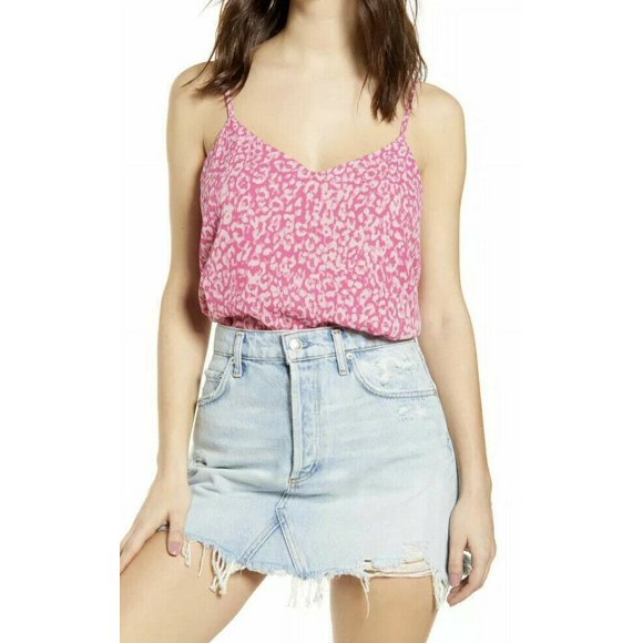Leith Nordstrom Débardeur Léopard Rose Col en V Doublé Taille S