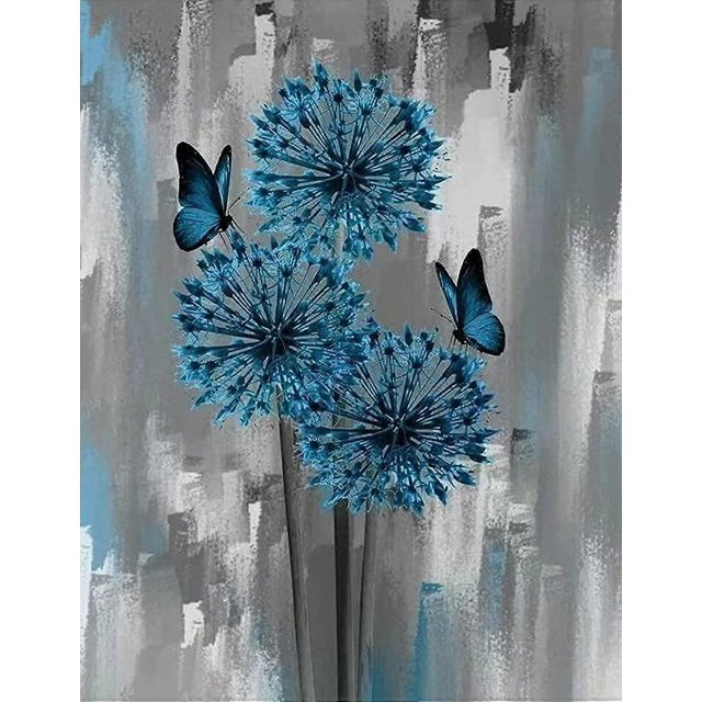 Kits de pintura de diamantes para adultos, kits de arte de diamantes DIY 5D, arte de pared con diente de león y mariposa, gema de punto, decoración de pared para el hogar, 12 x 16