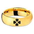 thumbnail image 2 of Tungsten Directional Pad Buttons Gaming Controller Band Ring 7mm Men Women Comfort Fit 18k Yellow Gold Dome Polished, 2 of 4