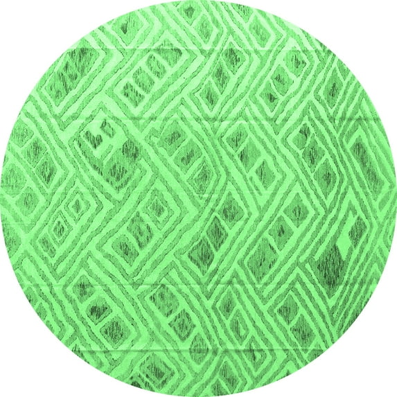 Ahgly Company Indoor Round Abstract Emerald Green Modern Area Rugs, 8' Round