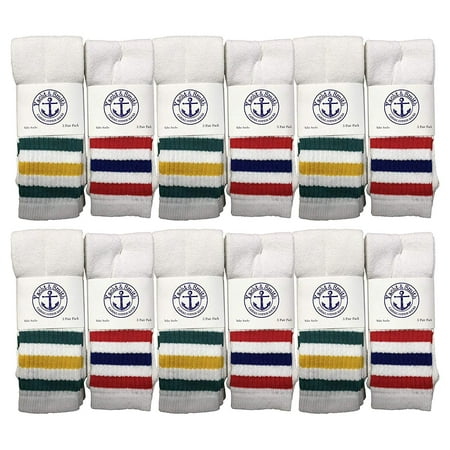 

Yacht & Smith Wholeasle Womens Tube Socks Womens Cotton Referee Sport Socks - 9-11 - White w/ Stripes - 12 Packs