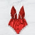 thumbnail image 6 of Xysaqa Women Lingerie Lace Satin Bodysuit Deep V Neck Teddy One-Piece Babydolls Nightwear Slim-Fit S-3XL, 6 of 7