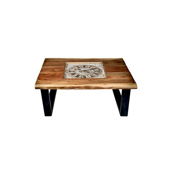 Hand Crafted Wooden Table With Clock