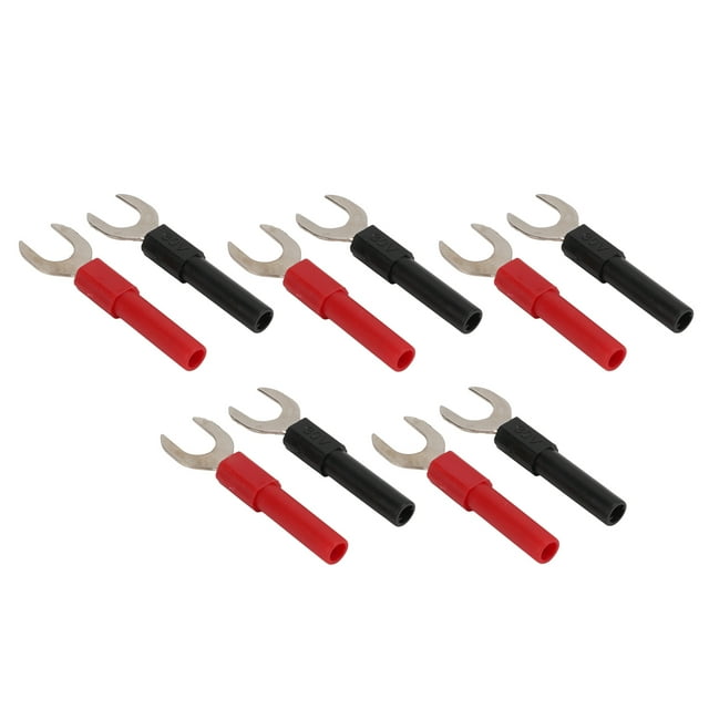 Octpeak Banana U Spade Plug,Banana U Fork Spade Plug,10pcs Banana Y Spade Plug Red Black 4mm Jack Copper Nickel Plated Safe For Multimeters Electronic Applications