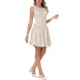 thumbnail image 4 of INSPIRE CHIC Polka Dot Dress for Women's Summer Sleeveless Crew Neck Mini Dress Trendy M Beige, 4 of 6
