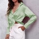thumbnail image 4 of Camisa de manga larga de satén para mujer - Elegante blusa de imitación de seda - Corte holgado para la oficina o una fiesta, 4 of 5