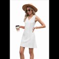 thumbnail image 3 of Vestido de Mujer de Color Liso, Sin Mangas, con Cuello en V y Bolsillos, , Talla XL, 3 of 10