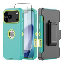 Hotpom for iPhone 17 Pro Max Case with Belt Clip   2 Pack Screen Protector Complete Body Tough Shockproof And Dustproof Protective Cover, Green