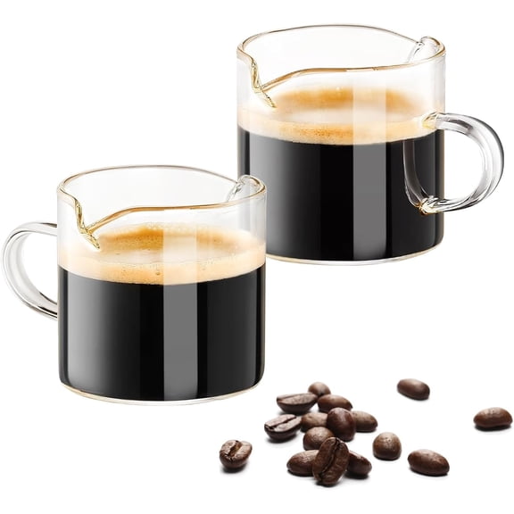 ToyKAKA 2Pcs Clear Glass Coffee Mugs Dual Spout Design Small Pitchers Assorted Color