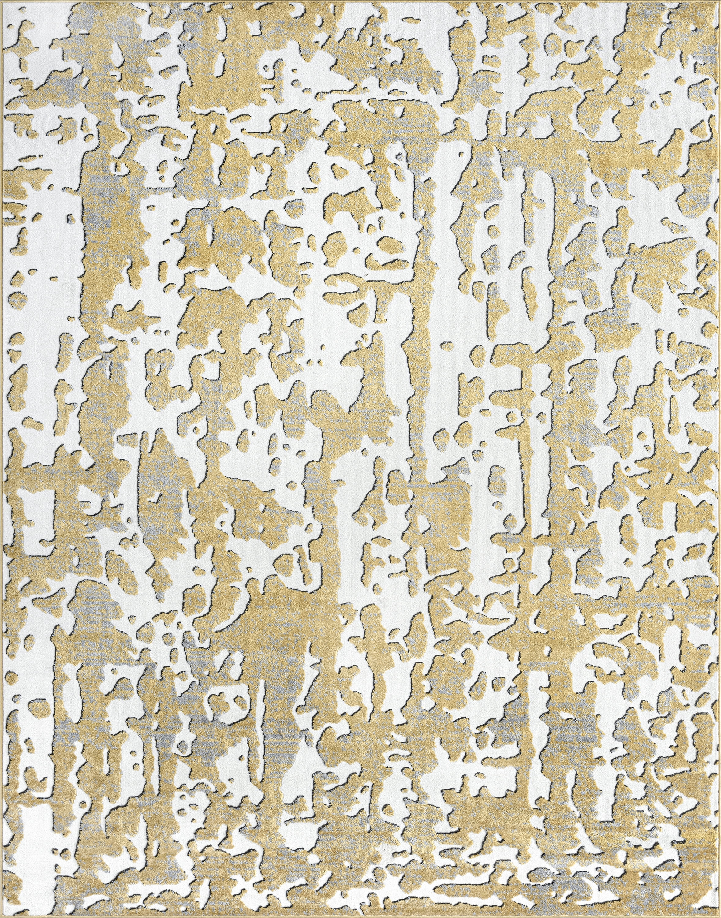 Contemporary 8x10 Area Rug (7'11'' x 10'3'') Abstract Yellow, Gray Living Room Easy to Clean