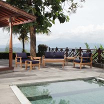 Modway Marina 7 Piece Outdoor Patio Teak Set in Natural Navy