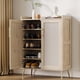 thumbnail image 1 of Qinaqin Rattan 5-Tier Shoe Gabinete con cm de Profundidadoors 2 Ajustable Shelves y Alturaeavy- Profundidaduty Metálico Legs Farmhouse Entryway Organizador Oak, 1 of 7