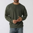 thumbnail image 3 of hopeusnice Men's Solid Color Long Sleeve Crew Neck Sweatshirt Basic Ribbed Knitted Jumper Tops Army Green L, 3 of 6