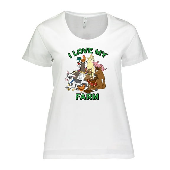 Inktastic I Love My Farm with Happy Farm Animals Women's Plus Size T-Shirt