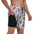 thumbnail image 3 of Haiem Strawberries Mens Swim Trunks with Compression Liner 2 in 1 Swimming Shorts Stretch Swimwear Quick Dry,Board Shorts-Small, 3 of 9