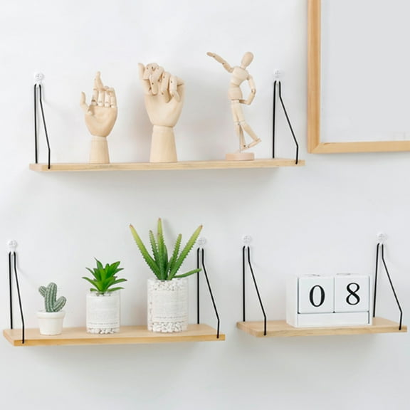 SPRING PARK Wooden Shelves Wall Mounted, Wall Decorative Shelf Display Storage Rack for Living Room, Kitchen, Bathroom, and Bedroom