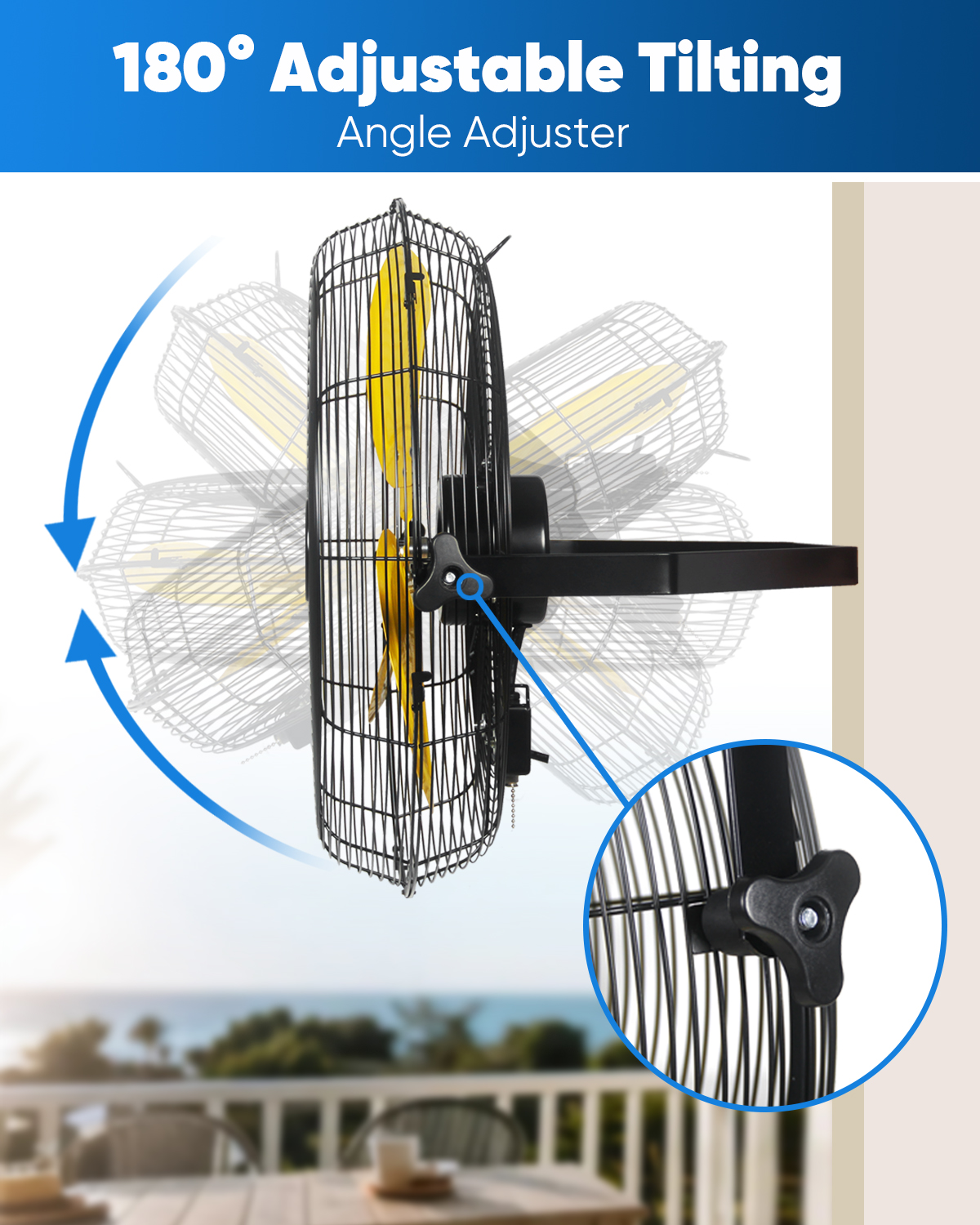Ken Brown 20"  Waterproof Wall Mount Fan High Velocity 4650 CFM Industrial Grade, 3-Speed, IPX4 Waterproof, for Garage, Warehouse, Patio