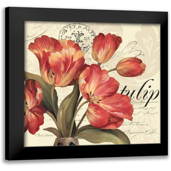 Gladding, Pamela 12x12 Black Modern Framed Museum Art Print Titled - Red and White II