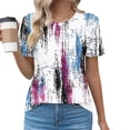 thumbnail image 2 of Summer T-Shirts for Women 2026 Trendy Floral Boho Printed Tees Casual Short Sleeve Beach Vacation Tunic Tops, 2 of 5