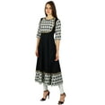 thumbnail image 2 of Bimba Womens Black Anarkali Kurta Long Maxi Kurti 3/4 Sleeve Ethnic Clothing, 2 of 7