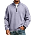 thumbnail image 2 of gzxflxpge Mens Waffle Shirt Textured Quarter Zip Stand Collar Long Sleeve Casual T-Shirt Fall Winter Classic Fit Pure Color Trendy Retro Tees Light Purple 3XL, 2 of 7