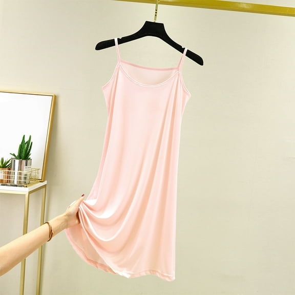 Women's Cami Nightgown Dress Sleeveless Round Neck Chemise Nightgown Full Slip Soft Sleepwear Short Pajamas Nightie M