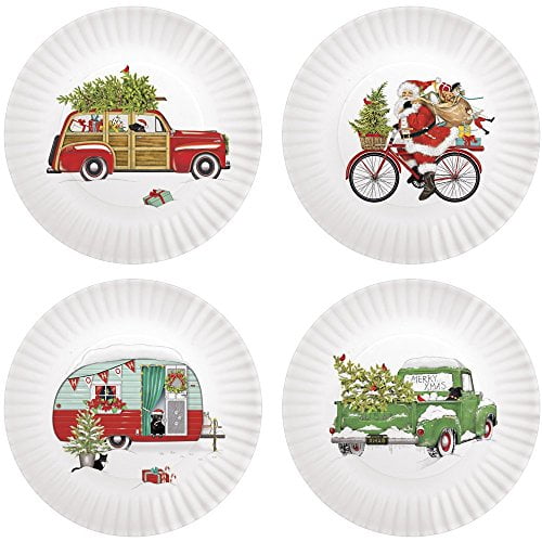 Set of 4 Mary Lake-Thompson Holiday Camper 9-inch Melamine Plates 